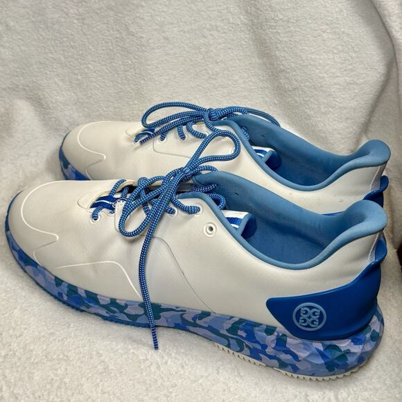 G/FORE G4 MG4+ Camo Camouflage Golf Shoe Sneaker ⛳️ US 13 White Sea Blue Cielo - Picture 1 of 8